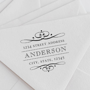 Carimbo Auto Entintado Endereço de Devolução da Família Vintage Flora