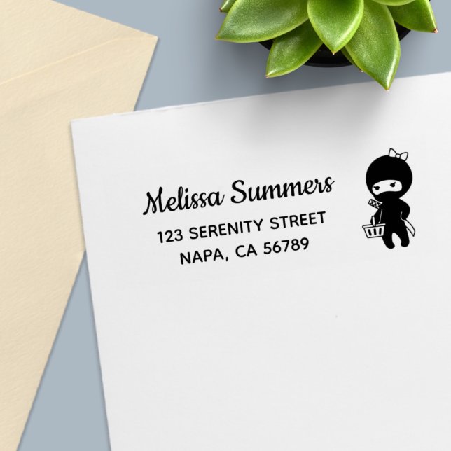 Carimbo Auto Entintado Endereço de Devolução da Garota Ninja Compradora (Criador carregado)