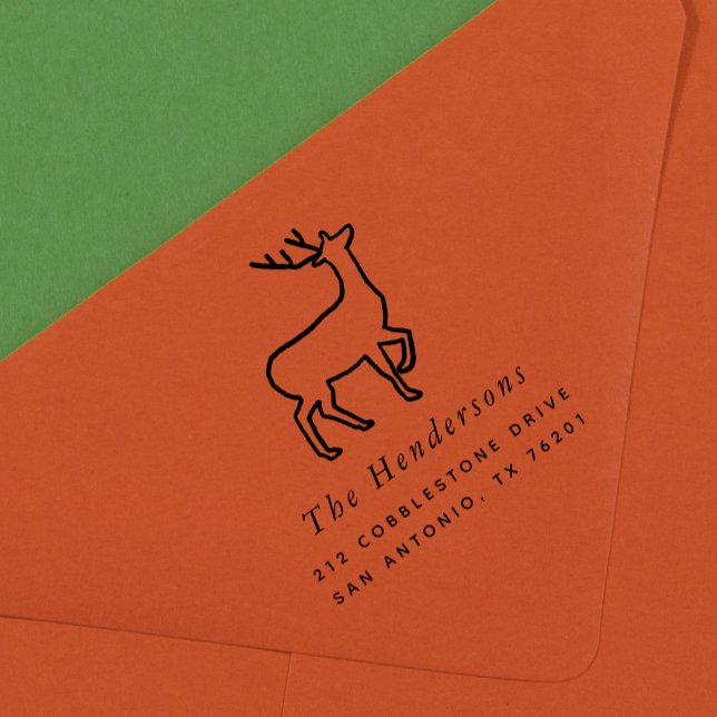 Carimbo Auto Entintado Endereço de devolução da ilustração escandinava de (Scandinavian Reindeer Illustration Return Address Self-inking Stamp)