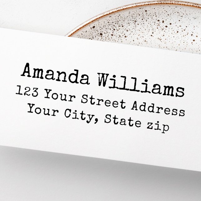 Carimbo Auto Entintado Endereço de devolução da máquina de escrever Vinta (Vintage typewriter return address self-inking stamp)