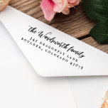Carimbo Auto Entintado Endereço de devolução da Vintage Calliographic<br><div class="desc">Um carimbo de endereço de retorno inspirado em vintage que apresenta o seu nome de família em letras elegantes de script, com o seu endereço residencial ou os detalhes de contato abaixo em maiúsculas de serif russa. Todo o texto é editável com a ferramenta de personalização fácil de usar do...</div>
