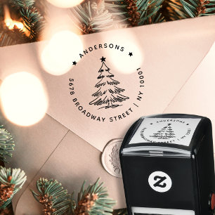 Carimbo Auto Entintado Endereço de Devolução de Árvore de Natal Simples