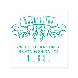 Carimbo Auto Entintado Endereço de Devolução de Banner Botânico desenhado