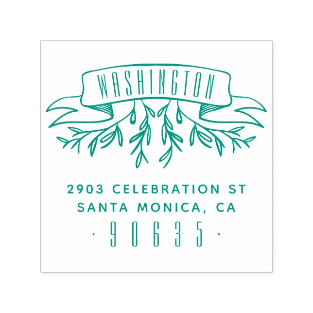 Carimbo Auto Entintado Endereço de Devolução de Banner Botânico desenhado (Design)