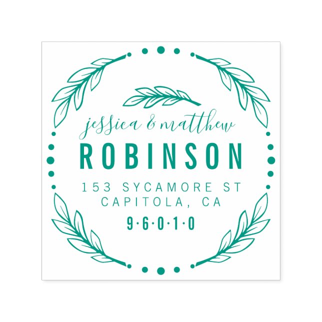 Carimbo Auto Entintado Endereço de devolução de Casal casado moderno Eleg (Design)