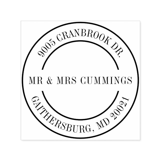 Carimbo Auto Entintado Endereço de Devolução de Casal Elegante (Design)