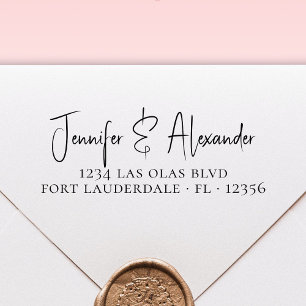 Carimbo Auto Entintado Endereço de Devolução de Casamento de Script de Ca