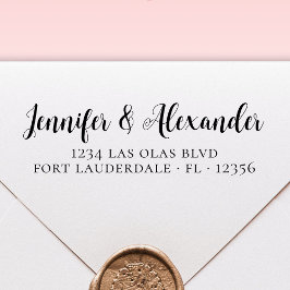 Carimbo Auto Entintado Endereço de Devolução de Casamento de Script de Ca