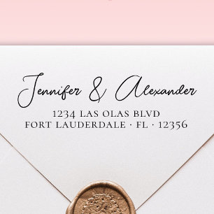 Carimbo Auto Entintado Endereço de Devolução de Casamento de Script de Ca