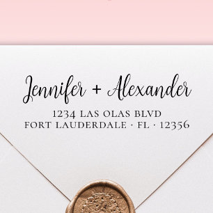 Carimbo Auto Entintado Endereço de Devolução de Casamento de Script de Ti