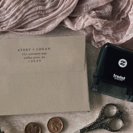 Carimbo Auto Entintado Endereço de Devolução de Casamento de Script Elega