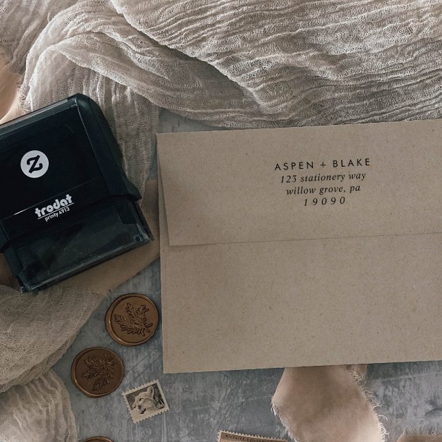 Carimbo Auto Entintado Endereço de Devolução de Casamento de Script Moder (Criador carregado)