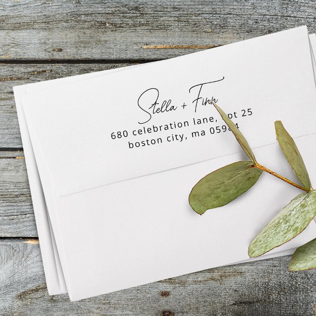 Carimbo Auto Entintado Endereço de Devolução de Casamento de Script Moder (Modern Script Wedding Return Address Self-inking Stamp)