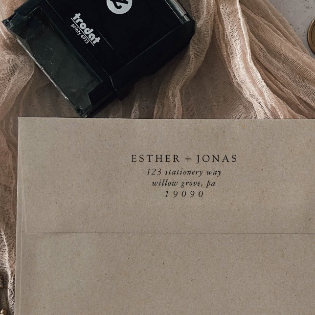 Carimbo Auto Entintado Endereço de Devolução de Casamento de Script Vinta (Criador carregado)