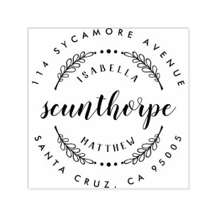 Carimbo Auto Entintado Endereço de Devolução de Casamento de Sobrenome Ru