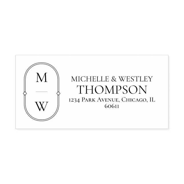 Carimbo Auto Entintado Endereço de devolução de casamento do Monograma mi (Design)