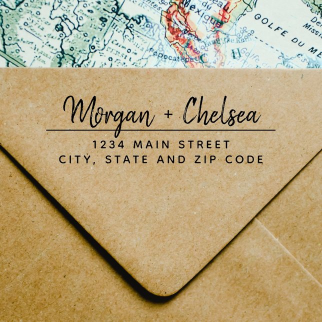 Carimbo Auto Entintado Endereço de devolução de casamento para caligrafia (Criador carregado)