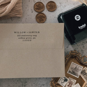 Carimbo Auto Entintado Endereço de Devolução de Casamento Rustic Script