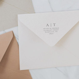 Carimbo Auto Entintado Endereço de devolução de casamento simples monogra