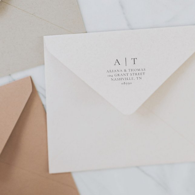 Carimbo Auto Entintado Endereço de devolução de casamento simples monogra (Criador carregado)