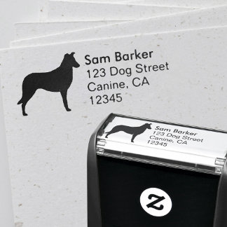 Carimbo Auto Entintado Endereço de Devolução de Collie Silhouette Suave