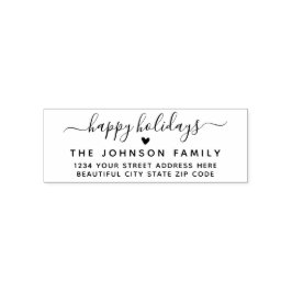 Carimbo Auto Entintado Endereço de devolução de coração de script de feri