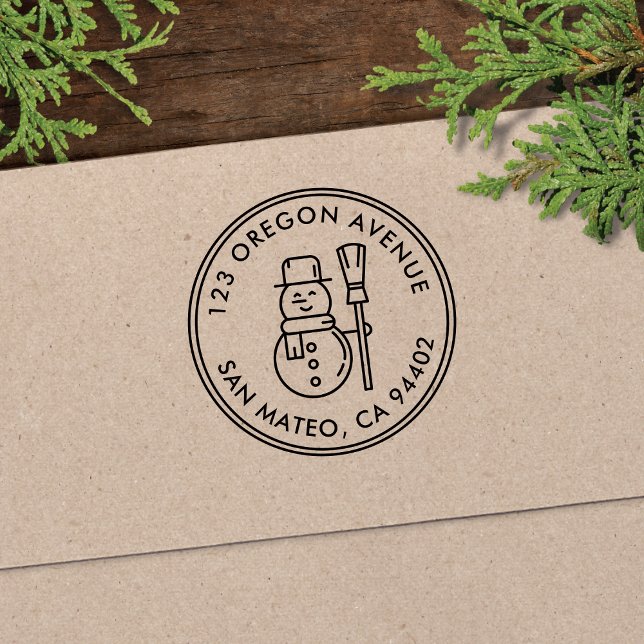 Carimbo Auto Entintado Endereço de devolução de feriado de Snowman modern (Criador carregado)