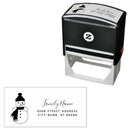 Carimbo Auto Entintado Endereço de devolução de feriado do Snowman