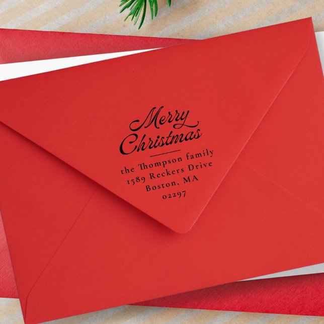 Carimbo Auto Entintado Endereço de devolução de férias de Natal Merry (Criador carregado)