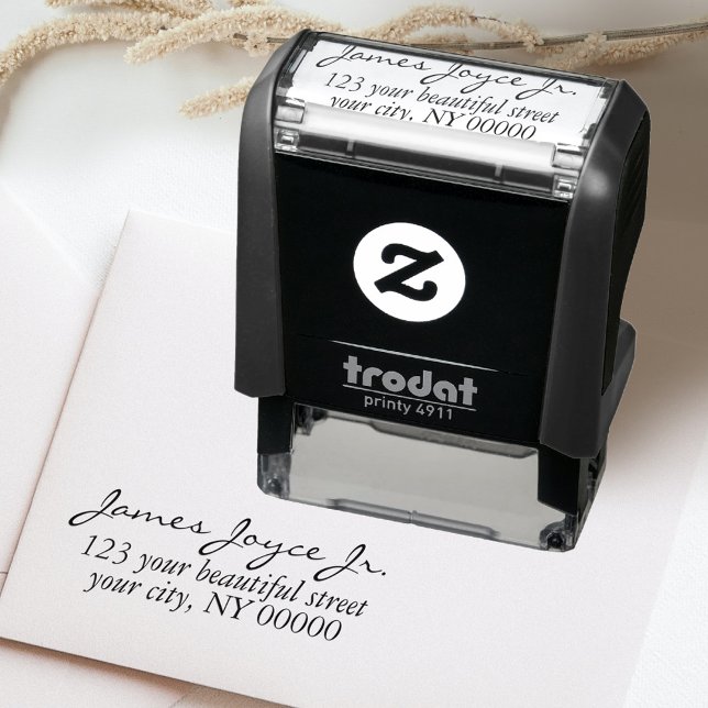 Carimbo Auto Entintado Endereço de devolução de Na moda com manuscrito mo (Minimalist Return Address Stamp)