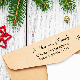 Carimbo Auto Entintado Endereço de devolução de natal da família Snowflak