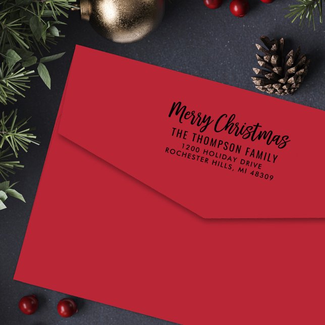 Carimbo Auto Entintado Endereço de Devolução de Natal de Script Moderno (Criador carregado)