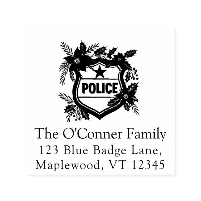 Carimbo Auto Entintado Endereço de Devolução de Natal Elegante Polícia (Design)