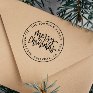 Carimbo Auto Entintado Endereço de devolução de Natal Merry-Round para Sc