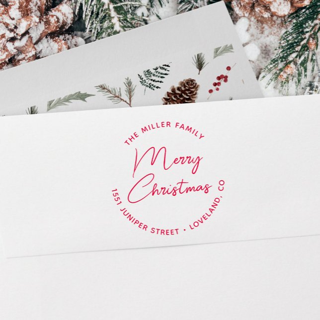 Carimbo Auto Entintado Endereço de devolução de natal simples do script d (Criador carregado)