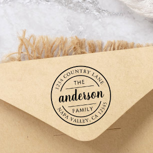 Carimbo Auto Entintado Endereço de Devolução de Nome da Família de Script