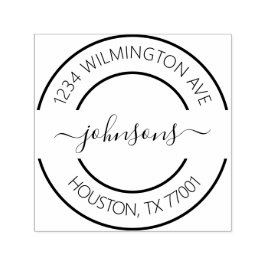 Carimbo Auto Entintado Endereço de Devolução de Nome da Família Moderna P