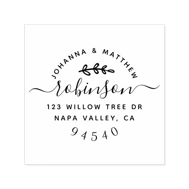 Carimbo Auto Entintado Endereço de Devolução de Nomes de Casais de Script (Design)