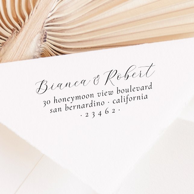 Carimbo Auto Entintado Endereço de devolução de nomes de Casal manuscrito (Rubber Stamp Mock-up)