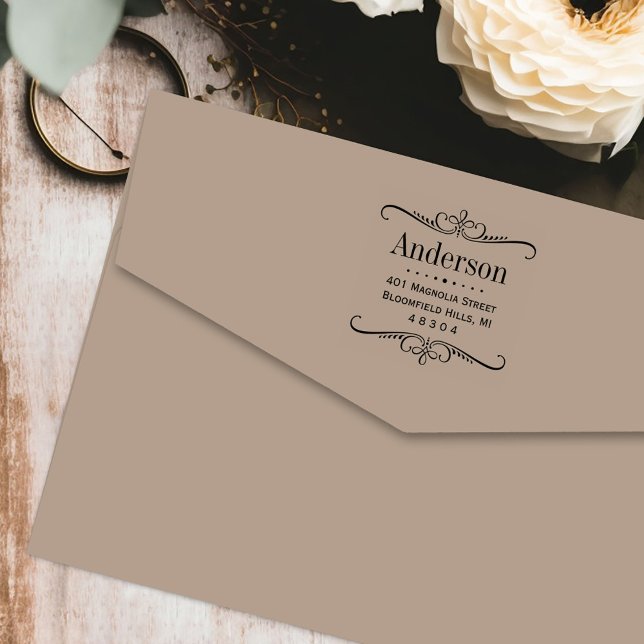 Carimbo Auto Entintado Endereço de devolução de quadro de rolagem legível (Criador carregado)