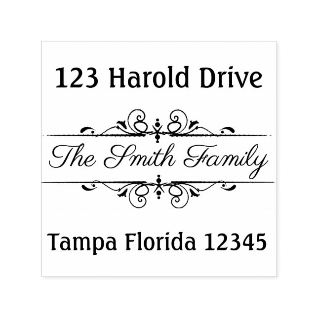 Carimbo Auto Entintado Endereço de Devolução de Quadro Elegante (Design)