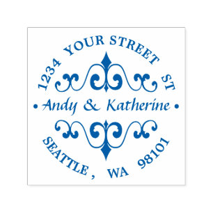 Carimbo Auto Entintado Endereço de devolução de rolagem antiga arredondad