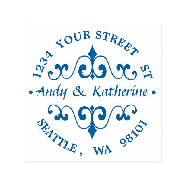 Carimbo Auto Entintado Endereço de devolução de rolagem antiga arredondad (Design)