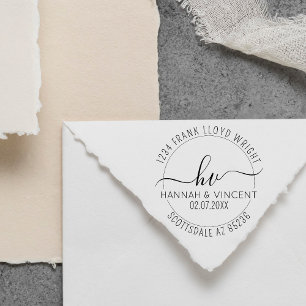 Carimbo Auto Entintado Endereço de Devolução de Script de Caligrafia de M