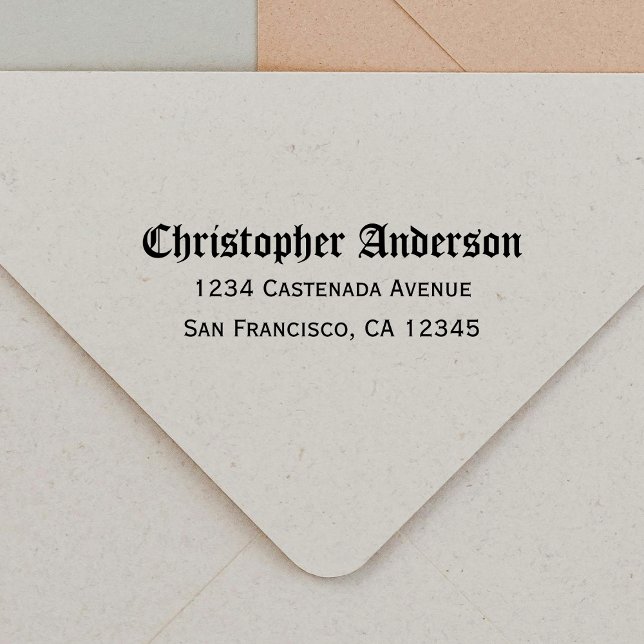 Carimbo Auto Entintado Endereço de Devolução de Script de Caligrafia Góti (Criador carregado)