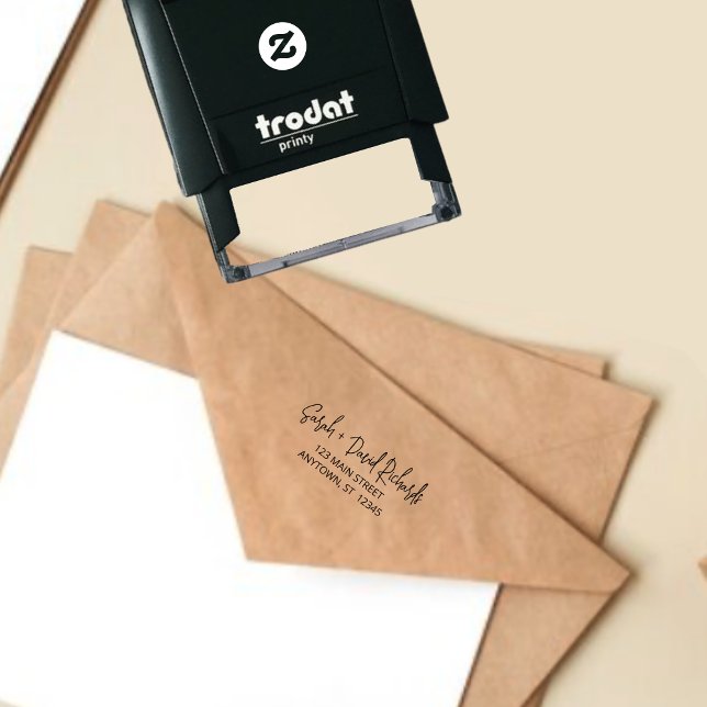 Carimbo Auto Entintado Endereço de Devolução de Script de Mão de Caligraç (Criador carregado)