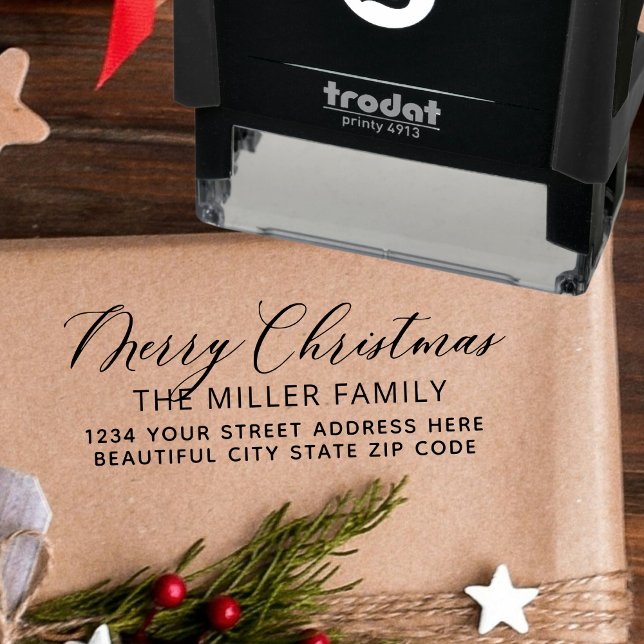 Carimbo Auto Entintado Endereço de Devolução de Script de Natal de Famíli (Criador carregado)