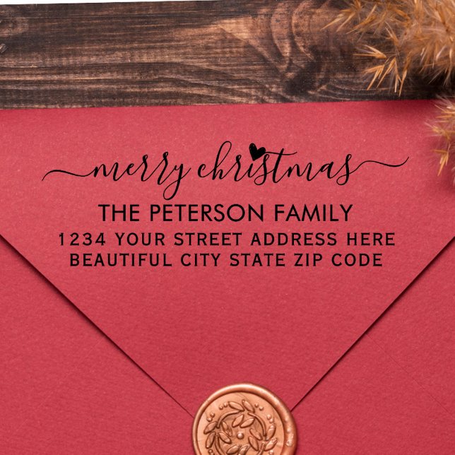 Carimbo Auto Entintado Endereço de Devolução de Script de Natal de Famíli (Criador carregado)