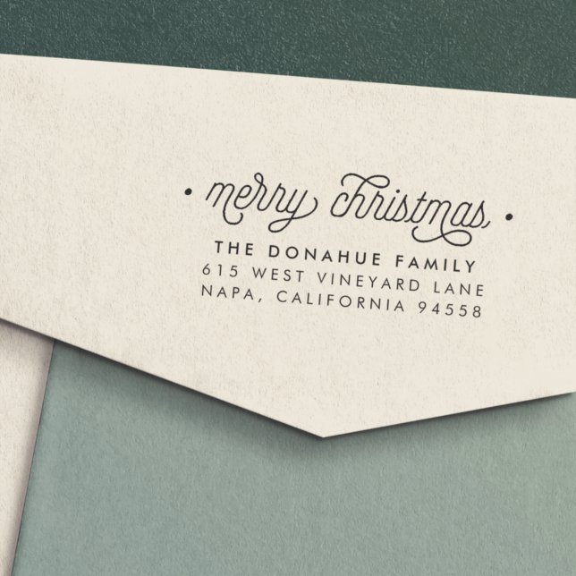 Carimbo Auto Entintado Endereço de Devolução de Script de Natal Feliz (Criador carregado)