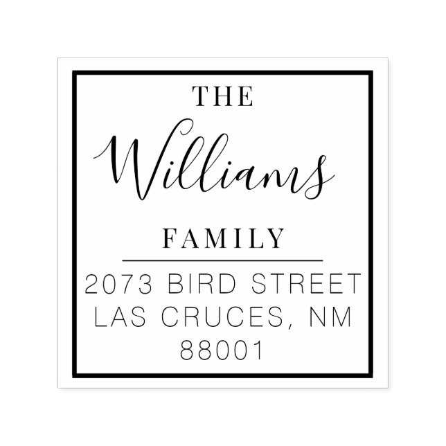 Carimbo Auto Entintado Endereço de Devolução de Script de Nome de Família (Design)